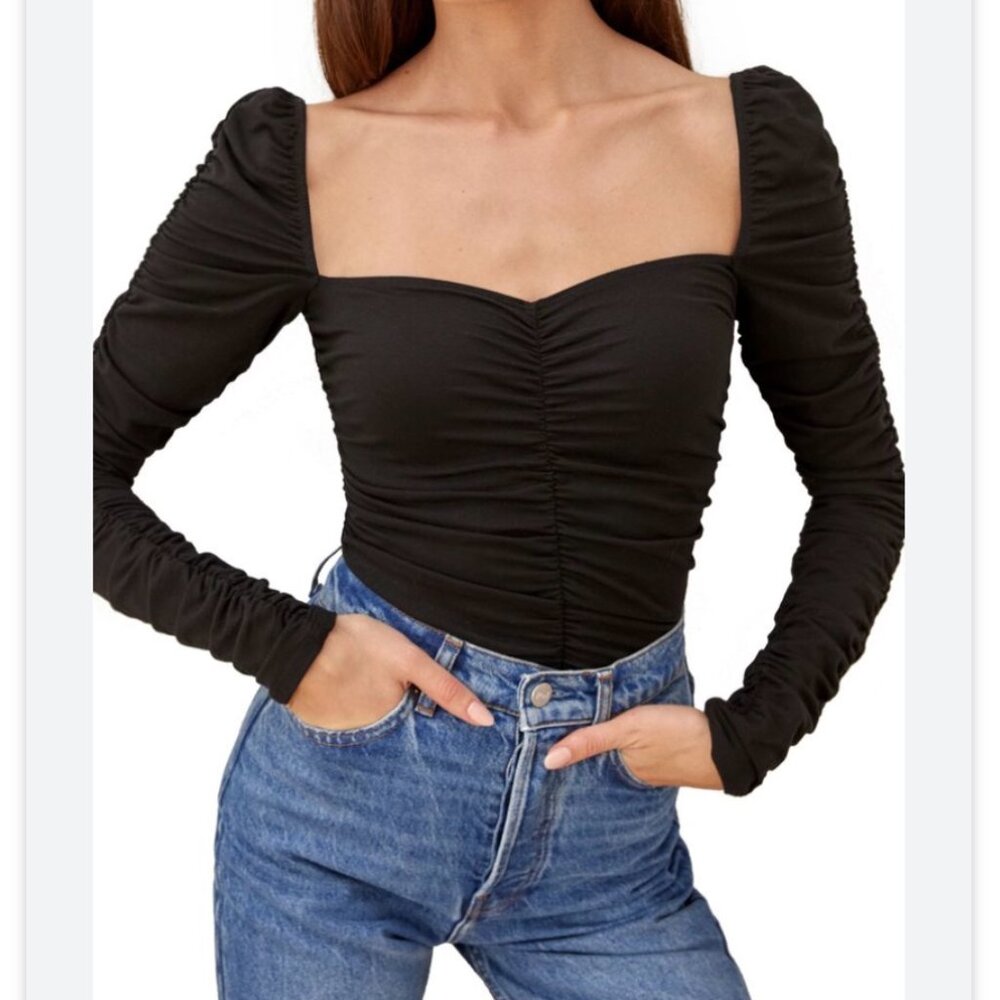 Reformation Esra Queen Anne Neck Top